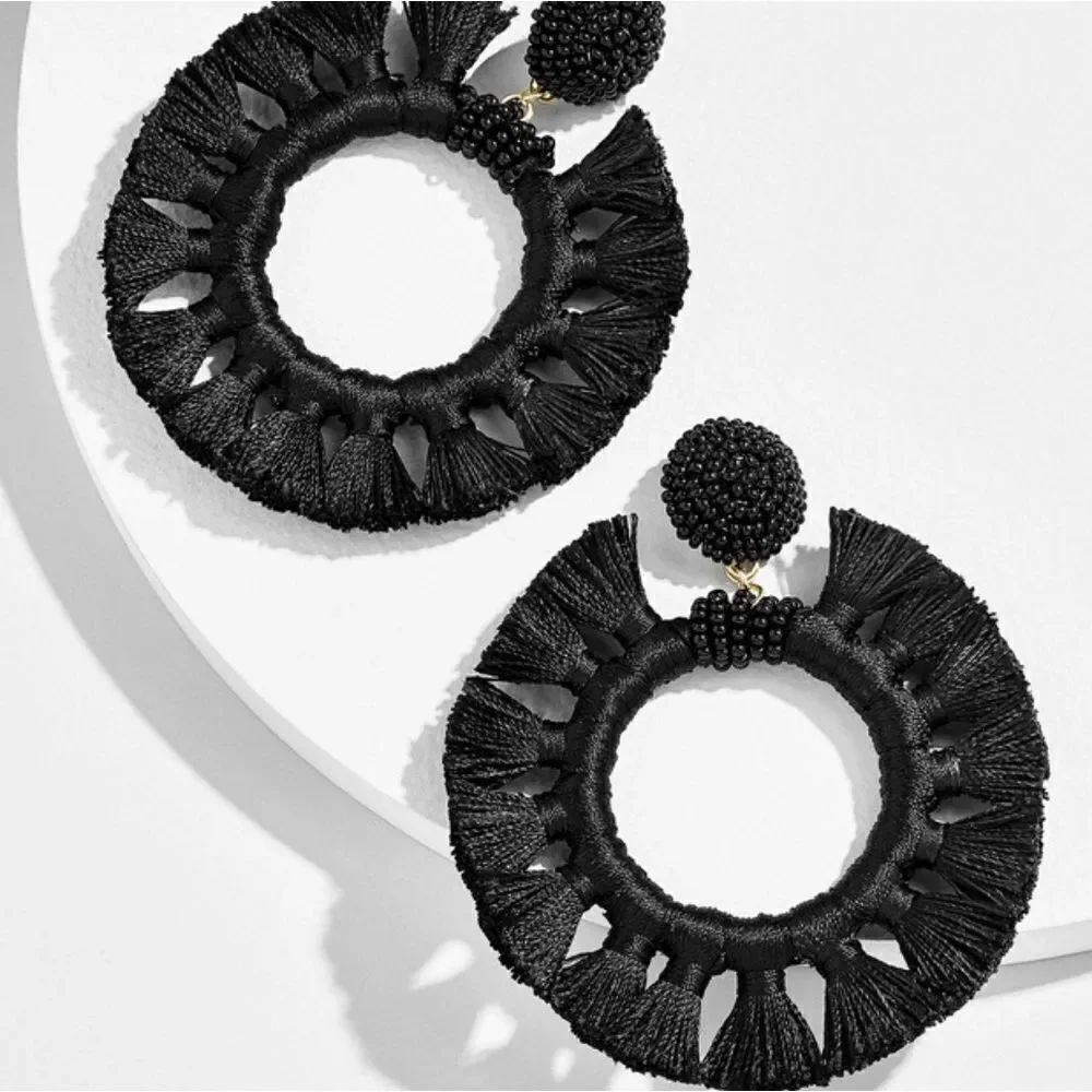 NEW BaubleBar Adrita Hoop Earrings in Black